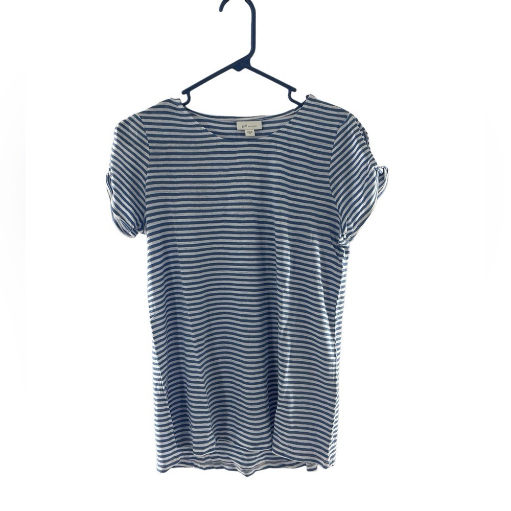 NWT J. Jill Blue and White Scoop Neck Stripe Shirt XS